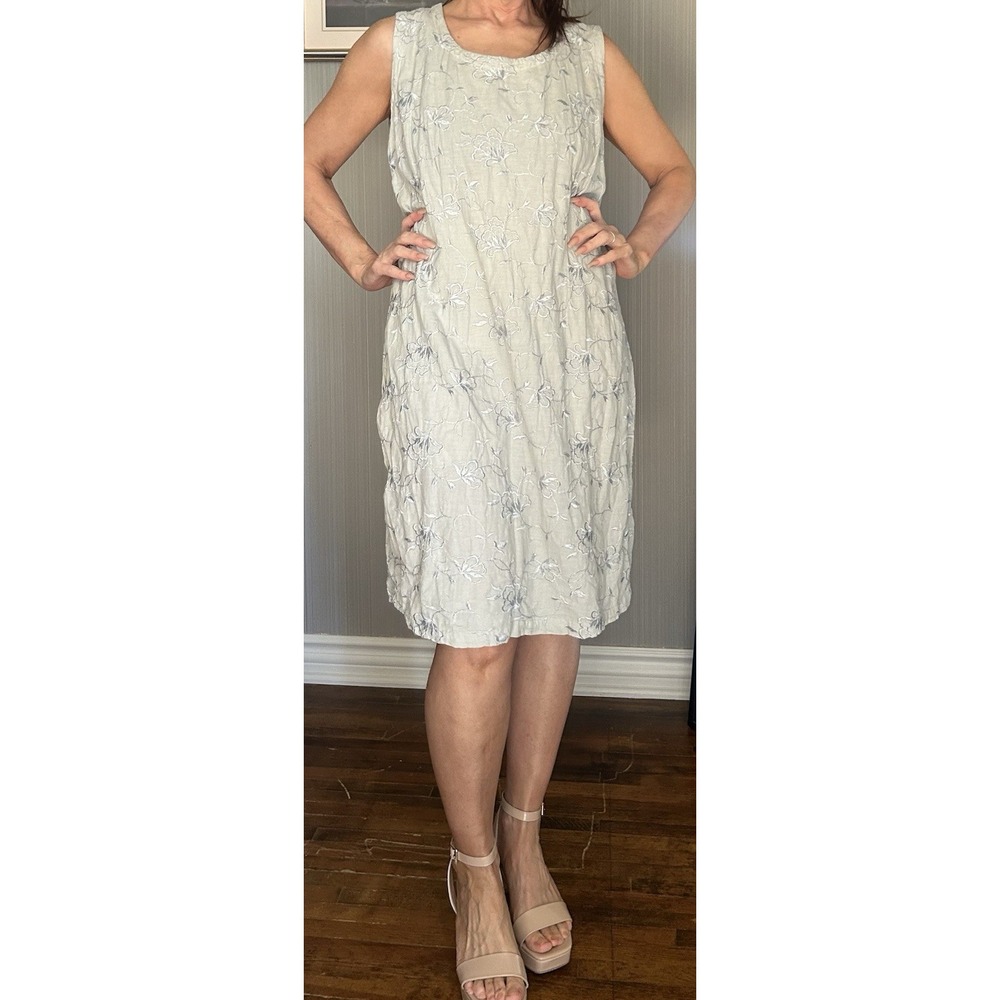 Women's Cotton USA knee Length Dress Mint Green Size L Sleeveless Round Neck